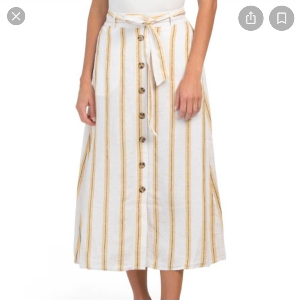 CYNTHIA ROWLEY 100% Linen Button Down Maxi Skirt